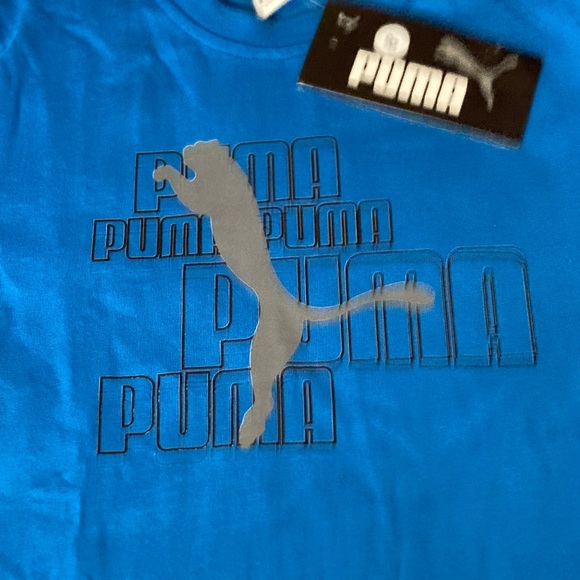 Puma Kids Vibrant Blue T-Shirt with Logo-NWT - Picture 2 of 6